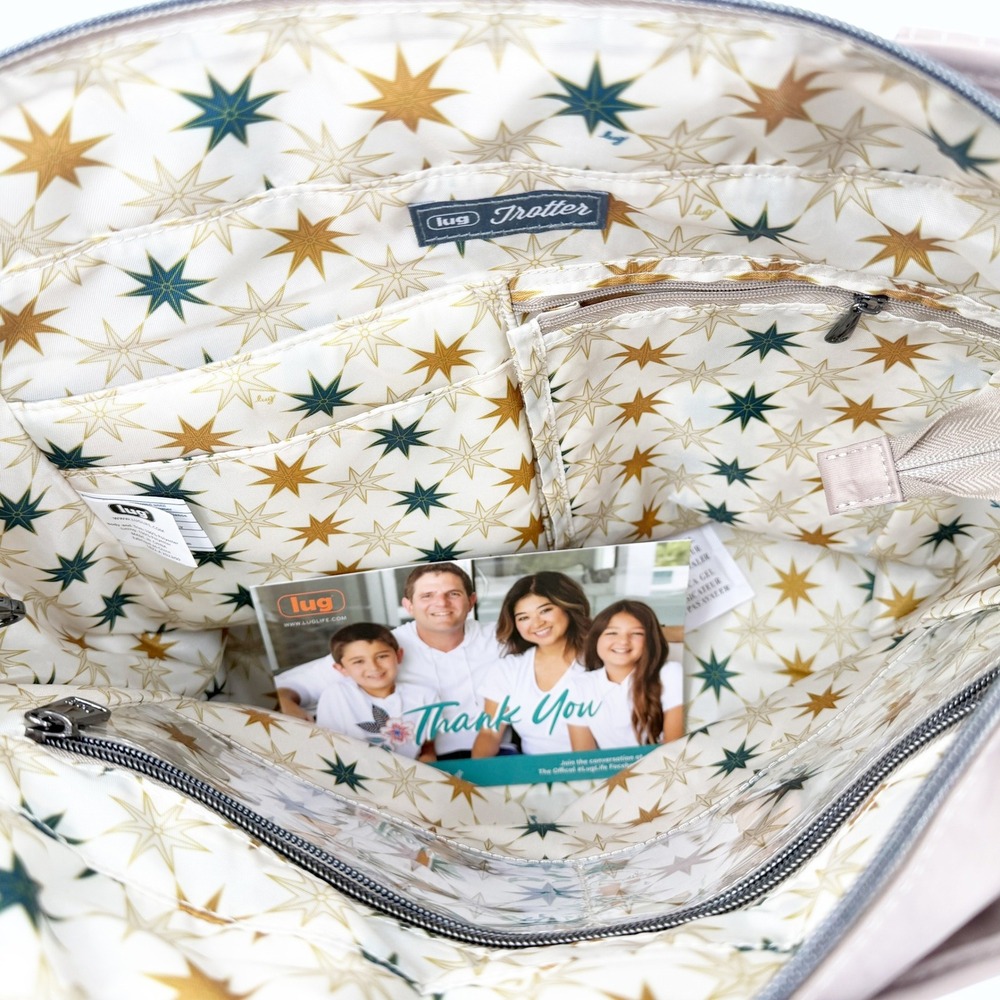 Lug Trotter Tote Bag in Sand Star Interior Print NWT Tote Work Bag Carry On - Picture 8 of 13